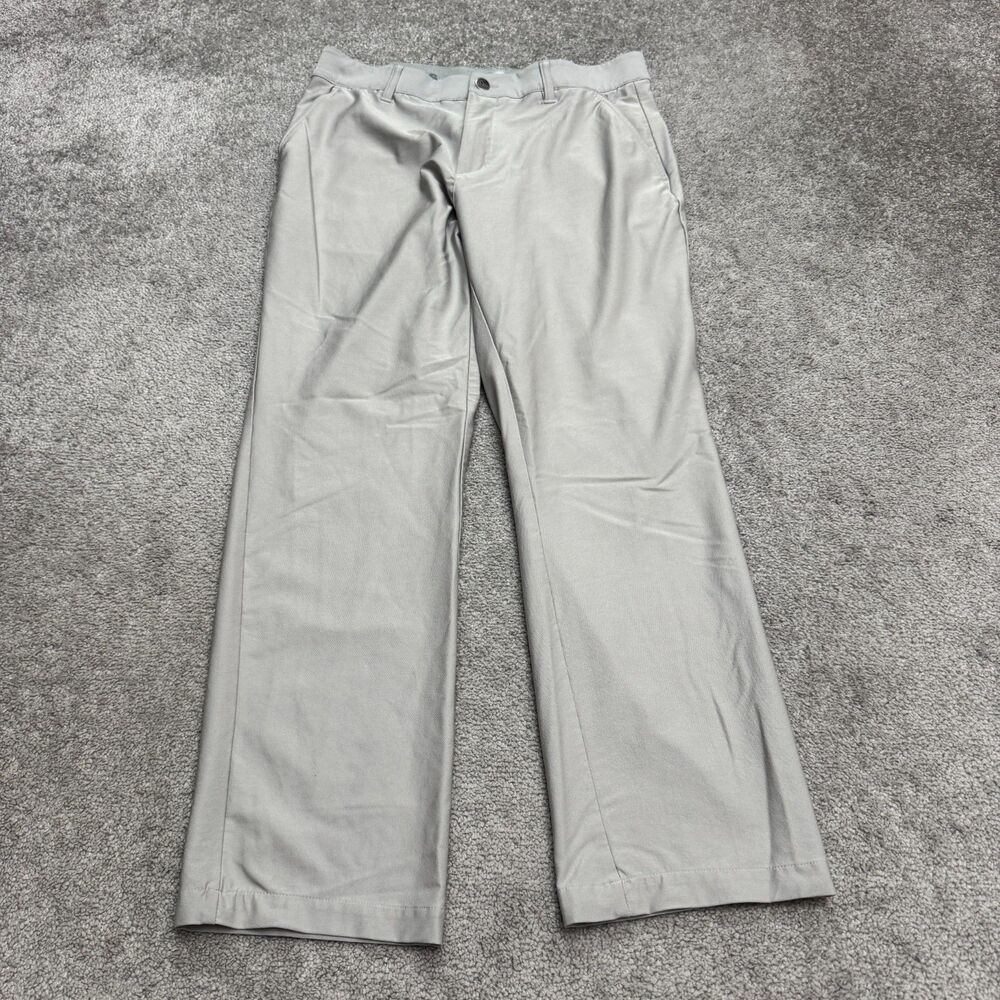 Adidas Golf Chino Pants Mens 32x30 Light Gray Straight Leg Flat Front Athletic